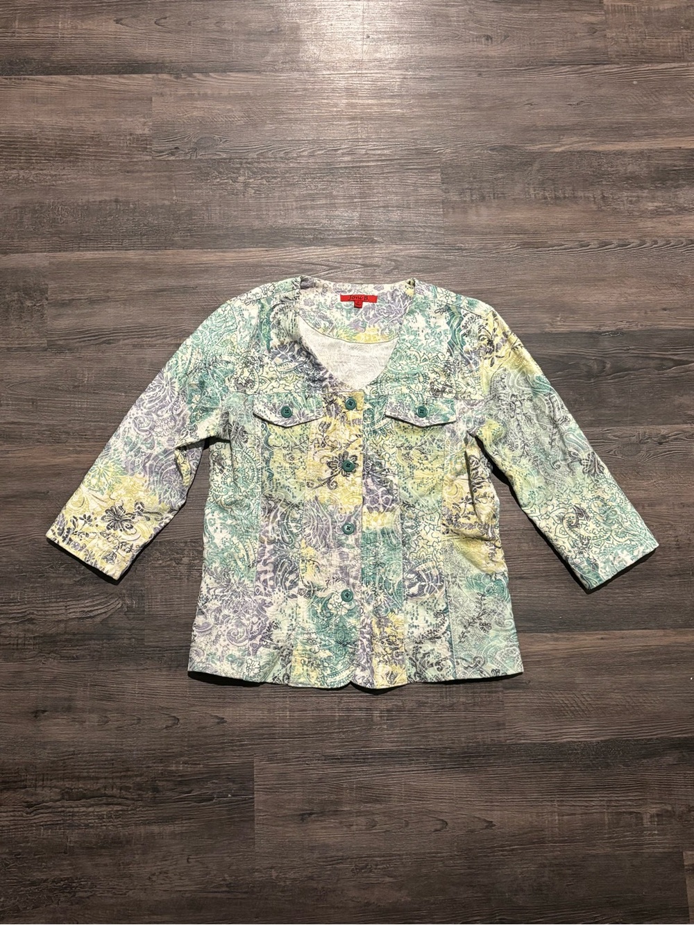 Women's Pastel Paisley Jean Jacket - Mint & Yellow